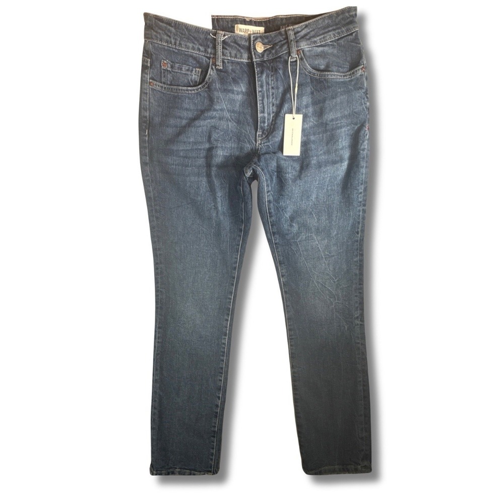 Warp + Weft AMS‎ Amsterdam Slim Jeans Mens 32x32 Dark Indigo Blue Stretch Denim